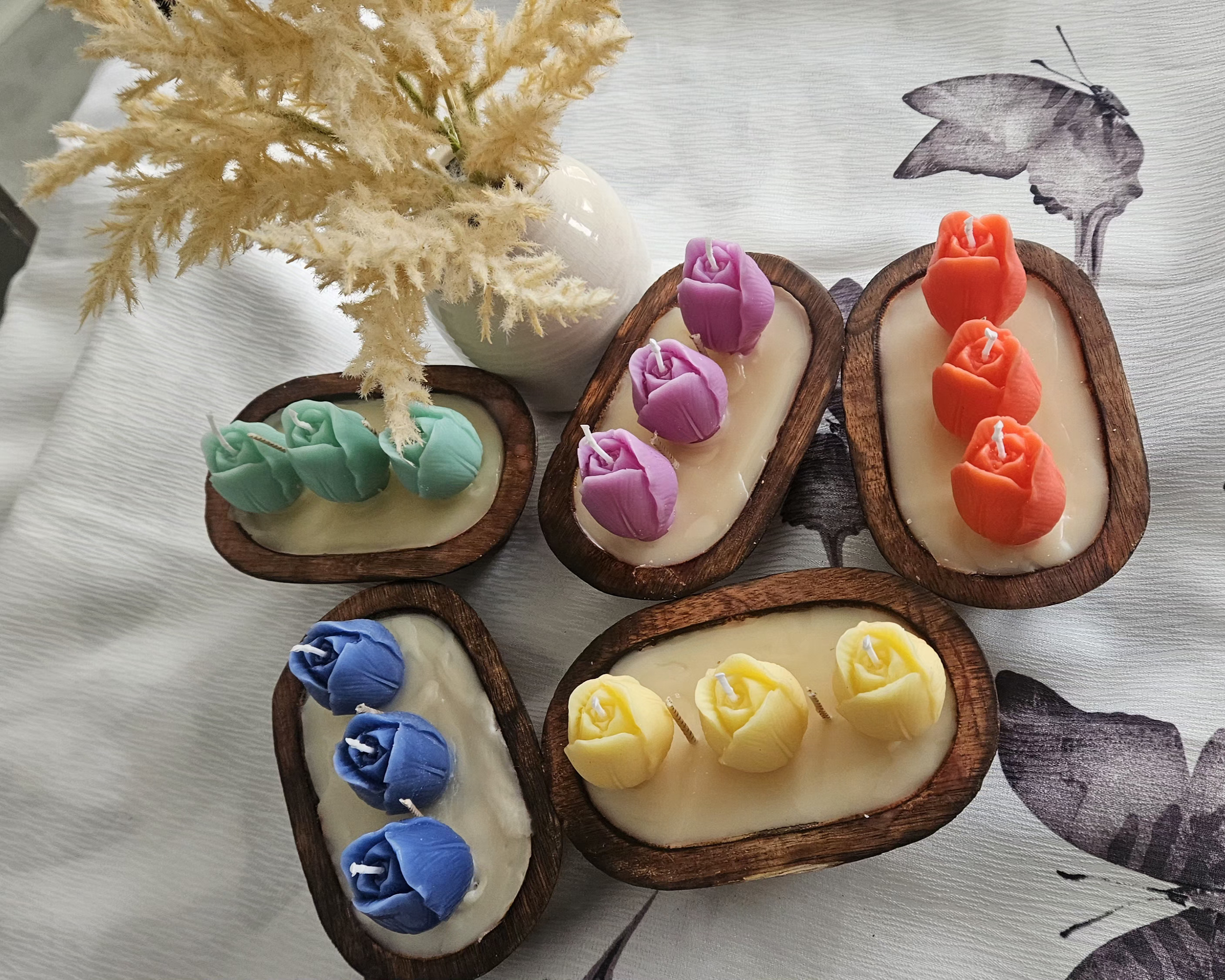 Wooden Bowl Candles