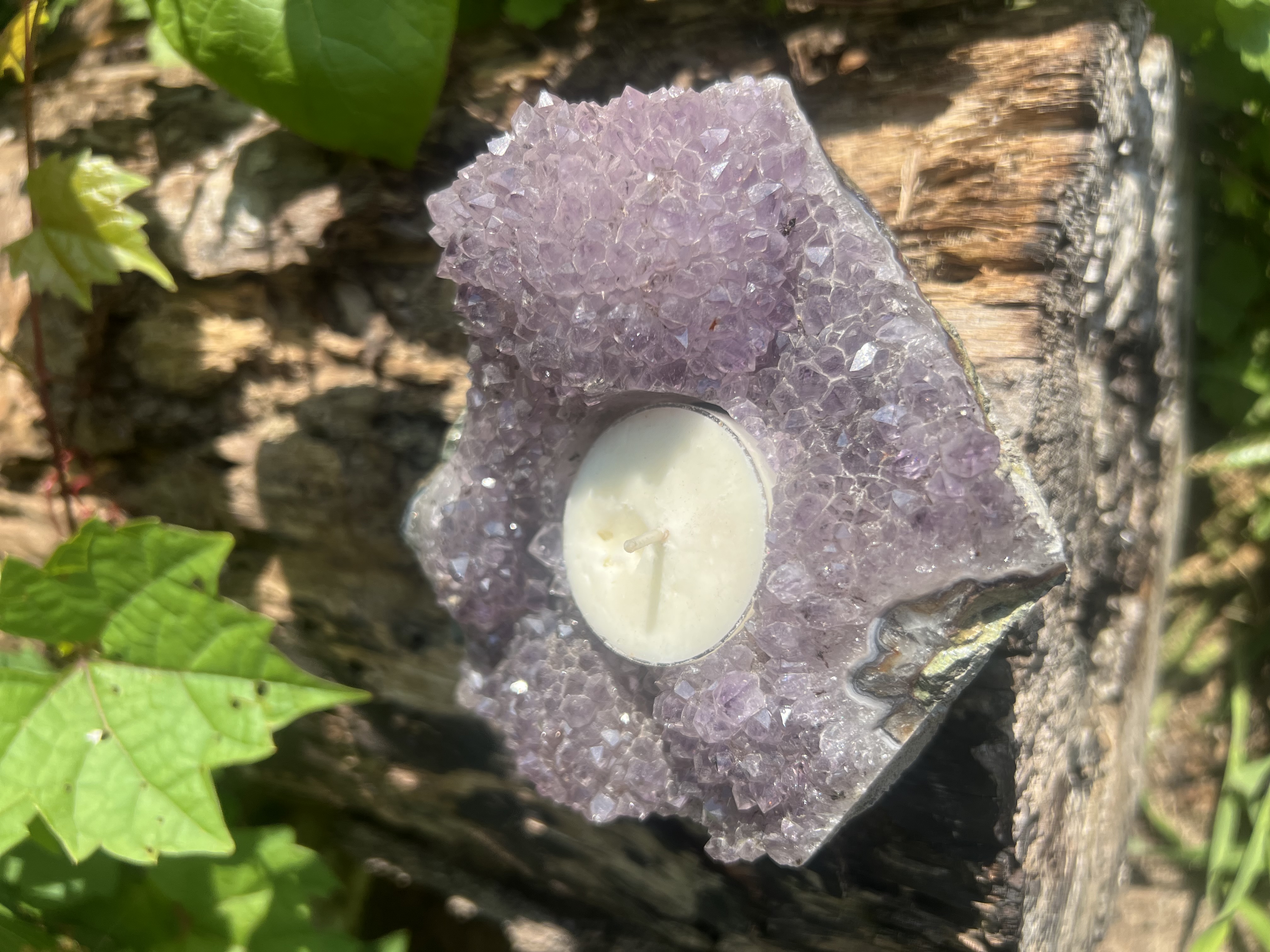 Rough Amethyst Candle Holder